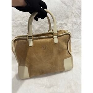 Loewe Tan Suede & Leather Satchel Tote – Vintage Made in Spain